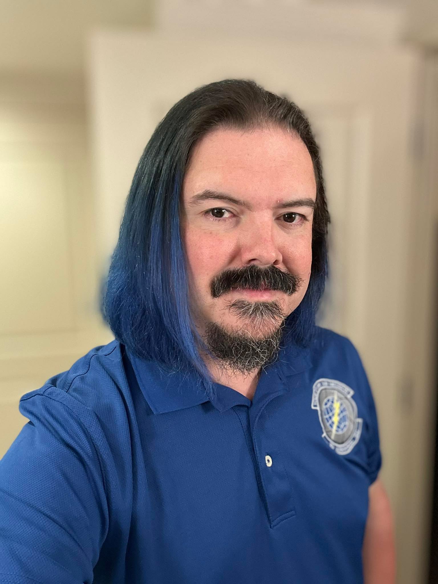That moment when you realize you managed to get your hair color to be a damn near perfect match to your work shirt… I still tied it back, but I’m digging this richer blue.