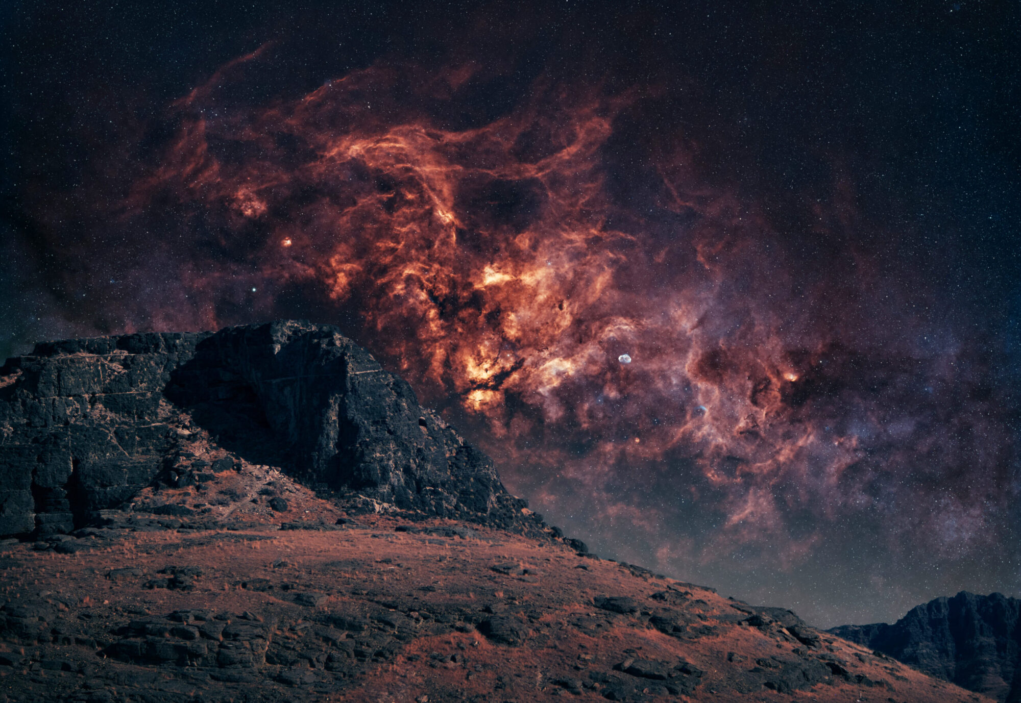 Cygnus Rising Over Lone Rock